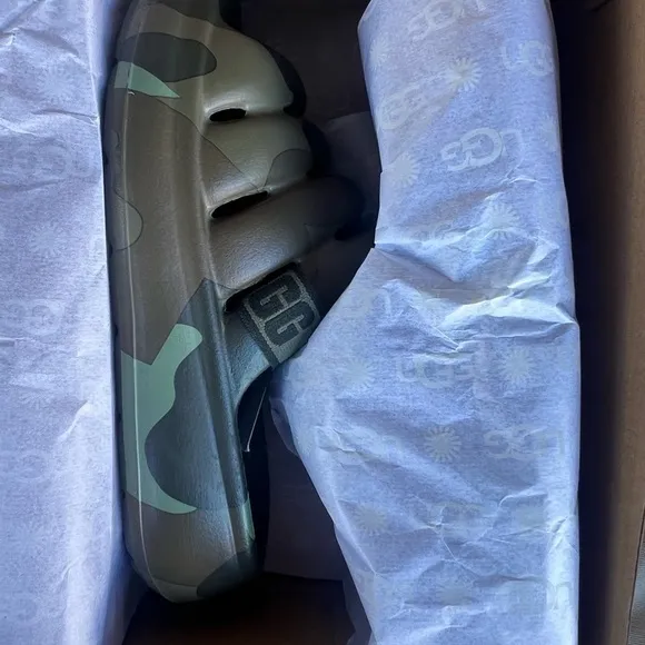 🆕UGGS Kids' Sport Yeah Green Camo Slingback Strap Slide Sandals NIB