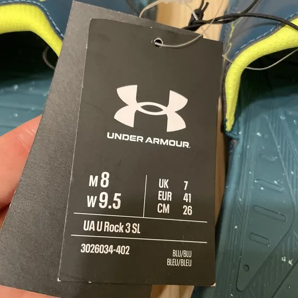 Unisex Under Armour U Rock 3 SL Slide Sandals Teal /Lime M8 / W9.5