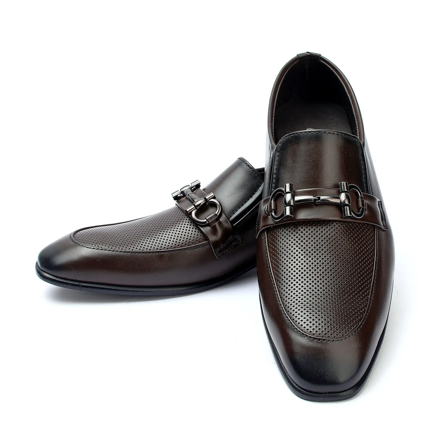 Valuable Perforated Leather - Slip-On Formal Loafers - Brown