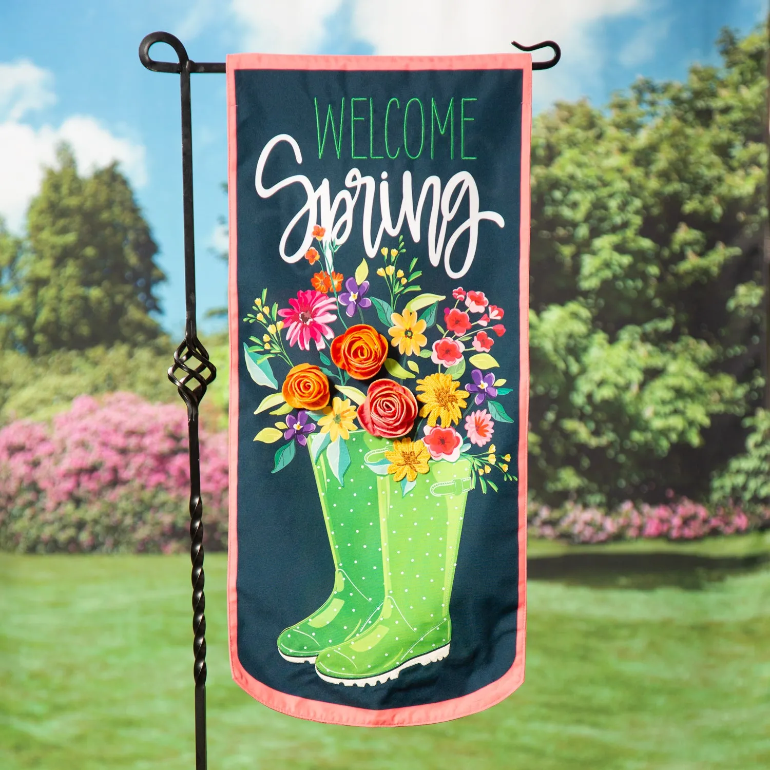 Welcome Spring Rain Boots Everlasting Impression Textile Door Décor,14l11325xl
