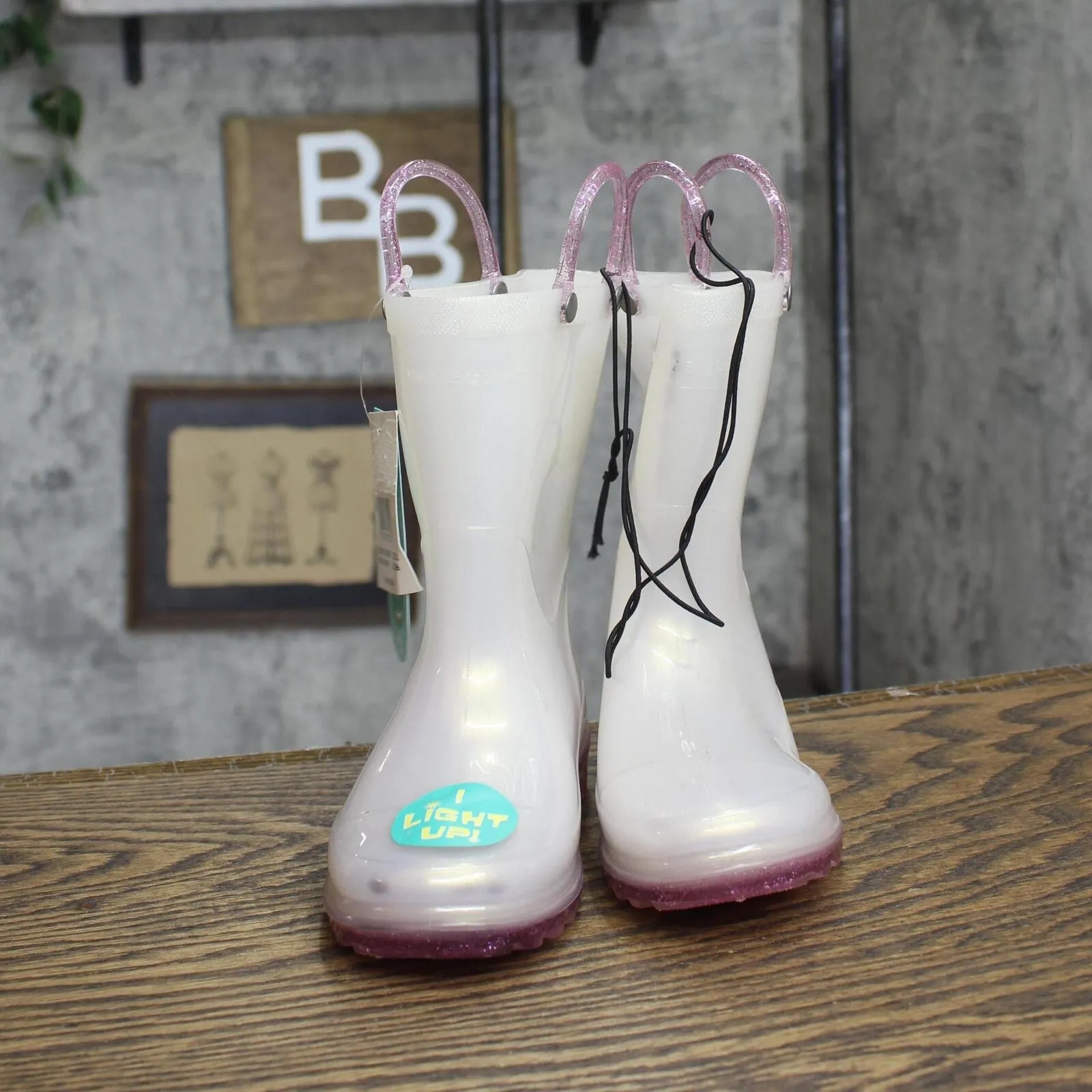Western Chief Toddler Girls Viola Light-Up Glitter Rain Boots White / Purple 10
