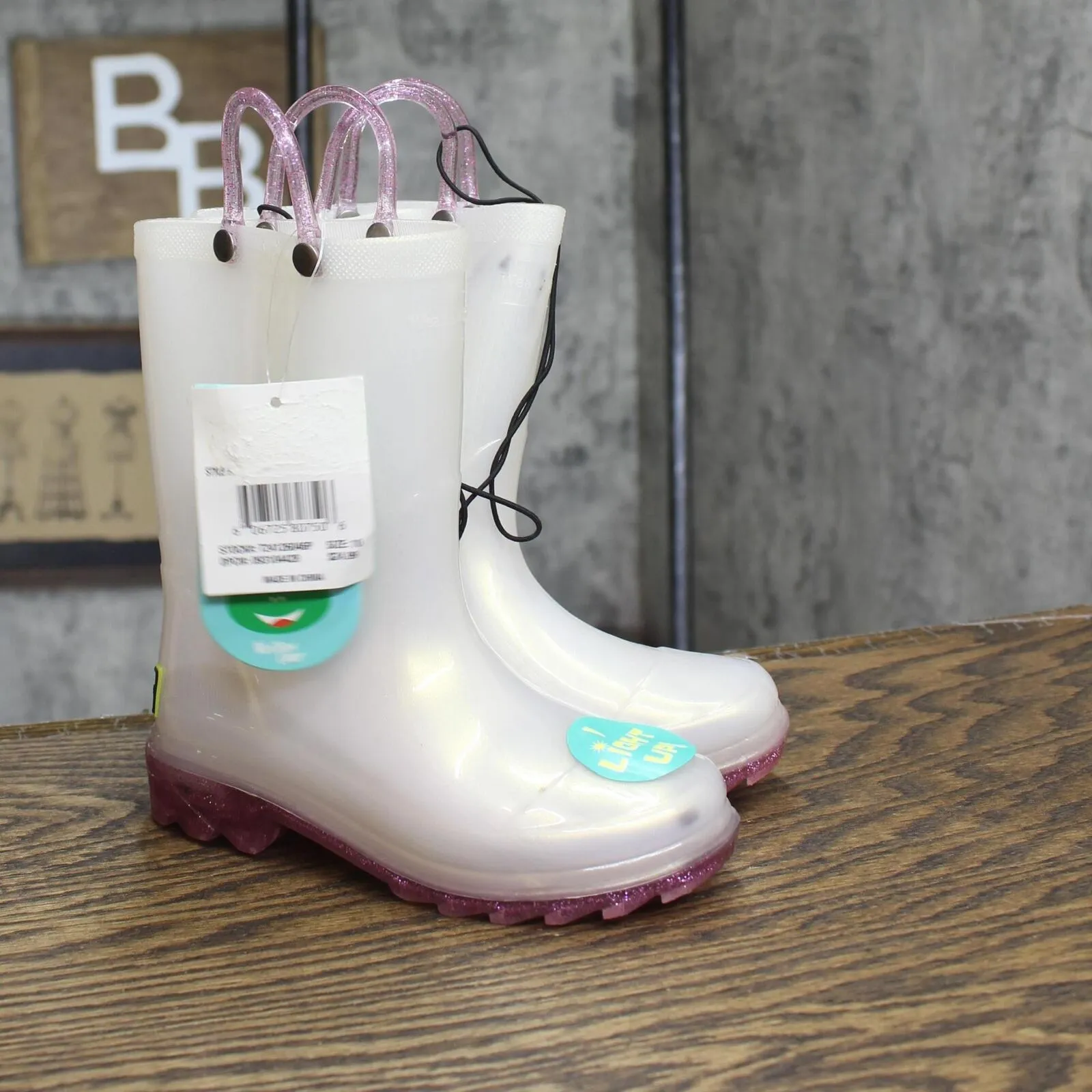 Western Chief Toddler Girls Viola Light-Up Glitter Rain Boots White / Purple 10
