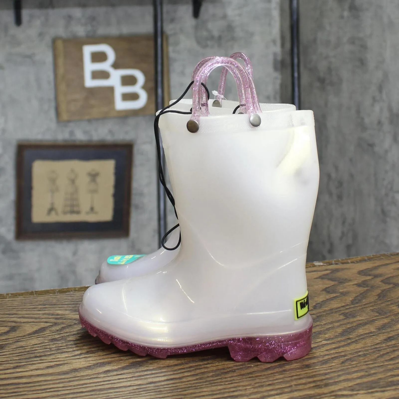 Western Chief Toddler Girls Viola Light-Up Glitter Rain Boots White / Purple 10