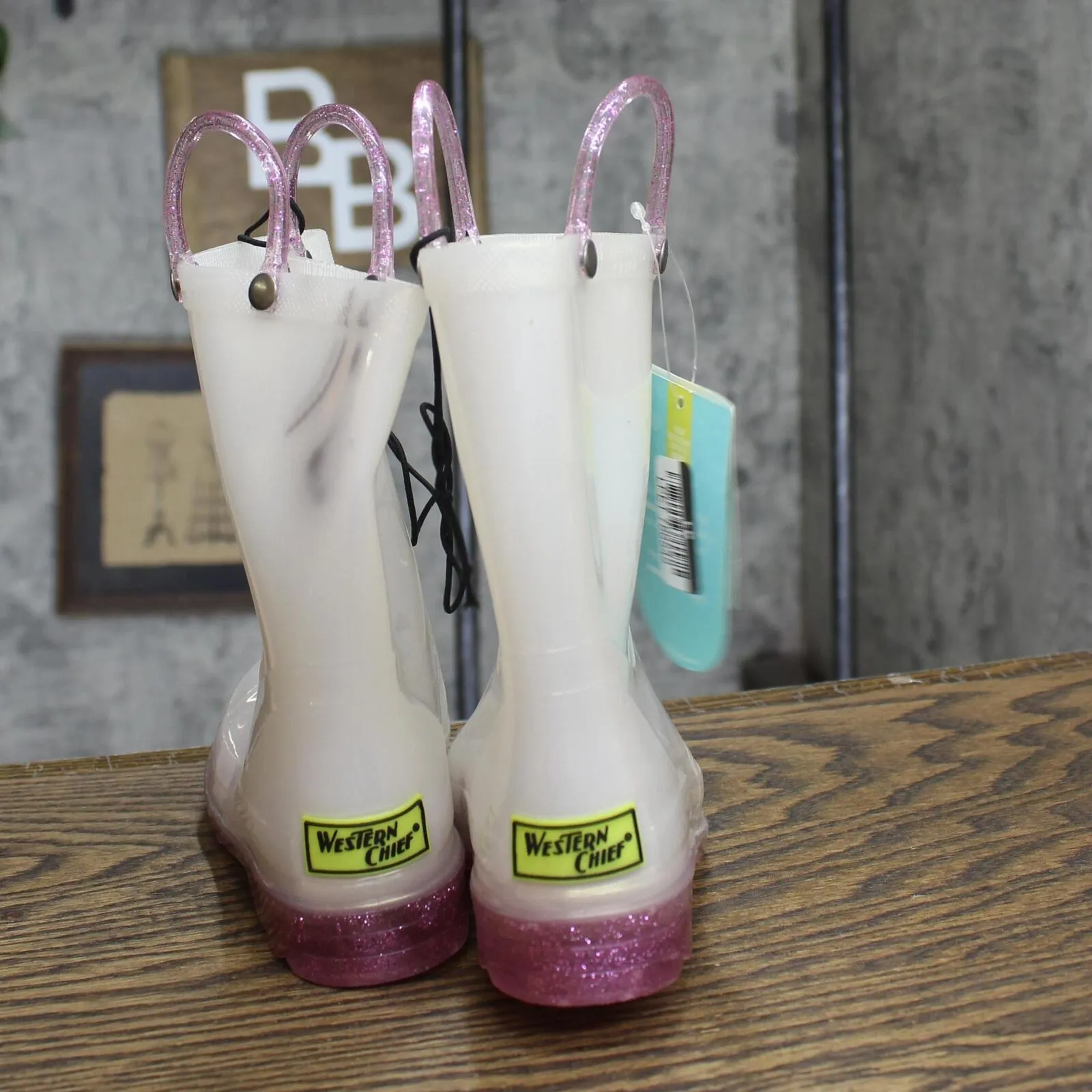 Western Chief Toddler Girls Viola Light-Up Glitter Rain Boots White / Purple 10