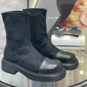 Women Boots Vintage Round Toe Stretch Outdoor Fashion