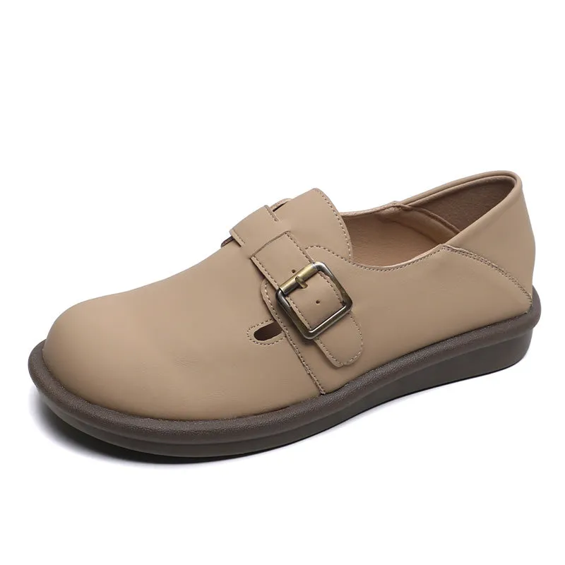 Women Retro Soft Leather Flat Casual Shoes