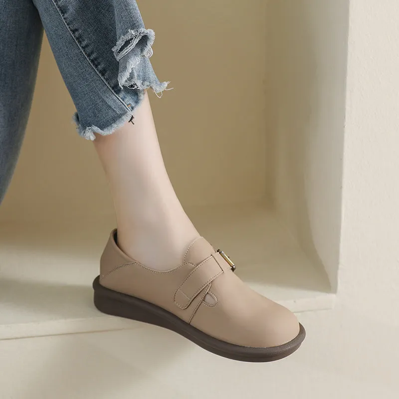 Women Retro Soft Leather Flat Casual Shoes