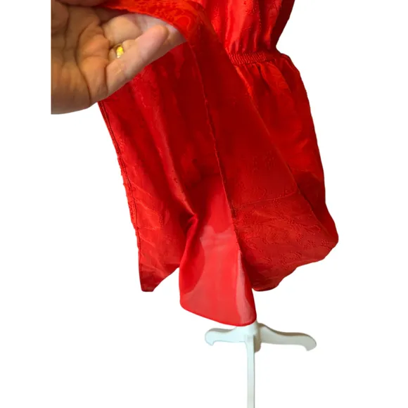 Women's Chelsea &amp; Violet Dress Size L Red Ruffles Lined Textured Fabric NEW