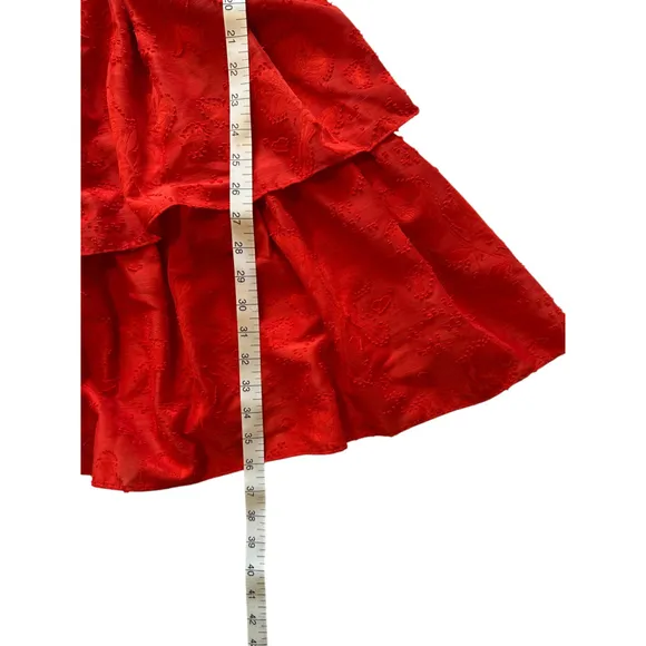 Women's Chelsea &amp; Violet Dress Size L Red Ruffles Lined Textured Fabric NEW