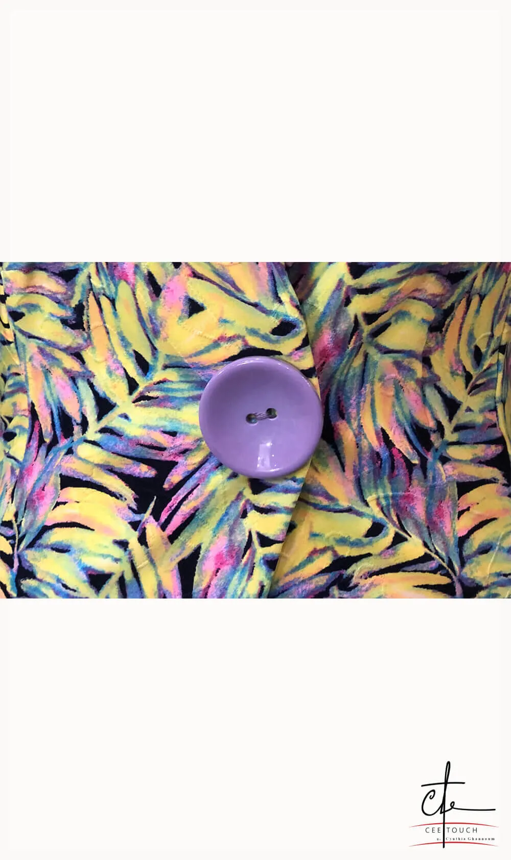 Yellow and Purple Leaf Print Fitted Jacket