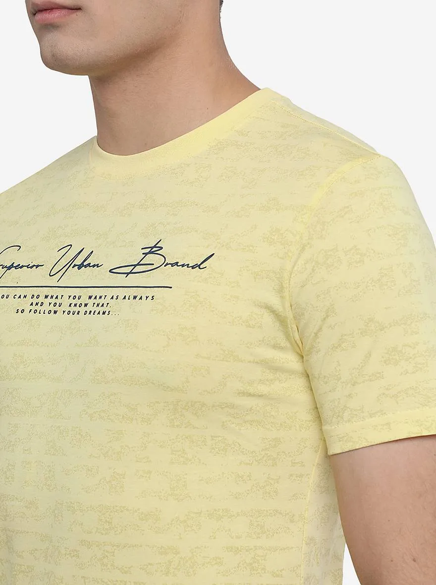 Yellow Printed Slim Fit T-Shirt | Greenfibre