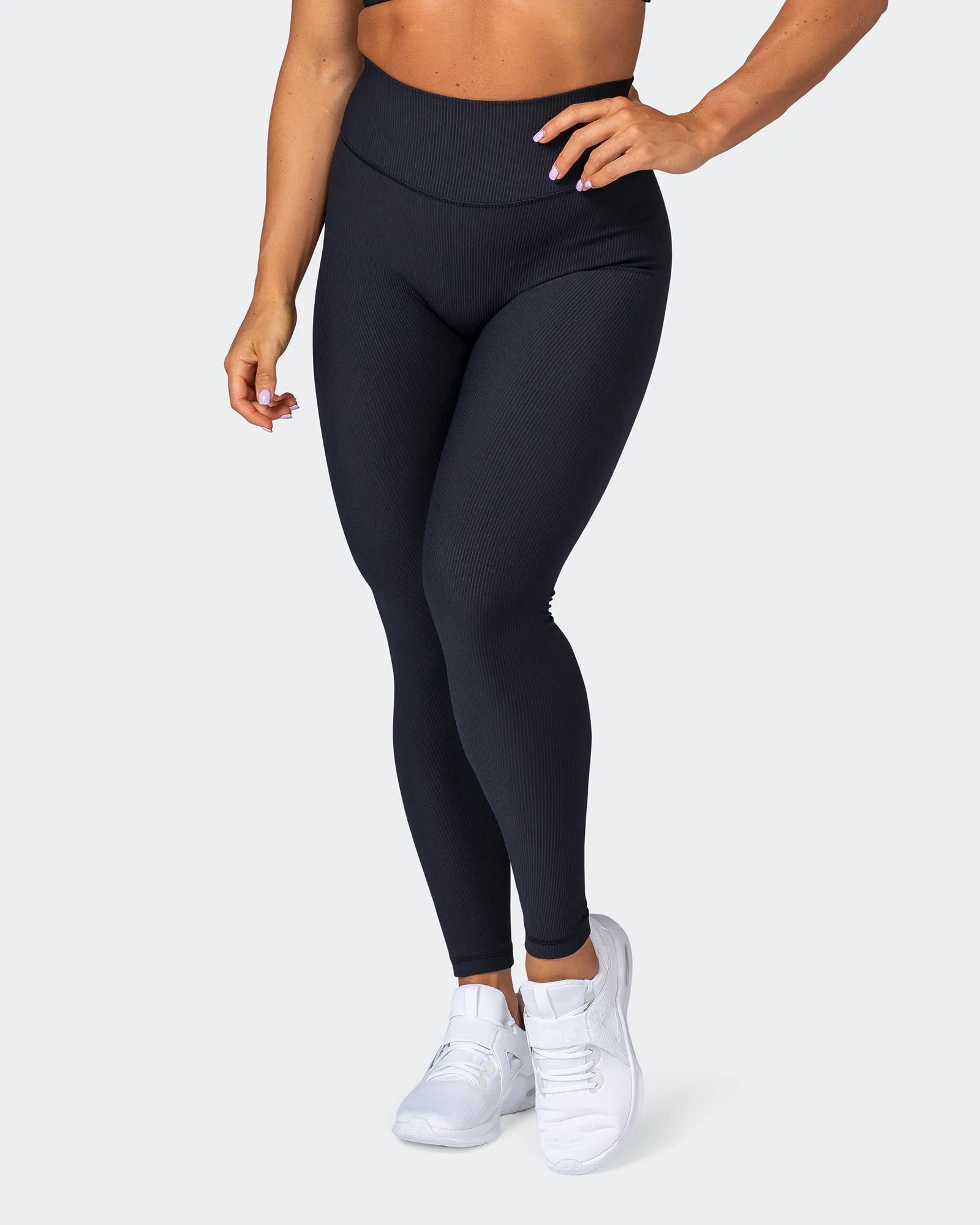 Zero Rise Rib Ankle Length Leggings - Black