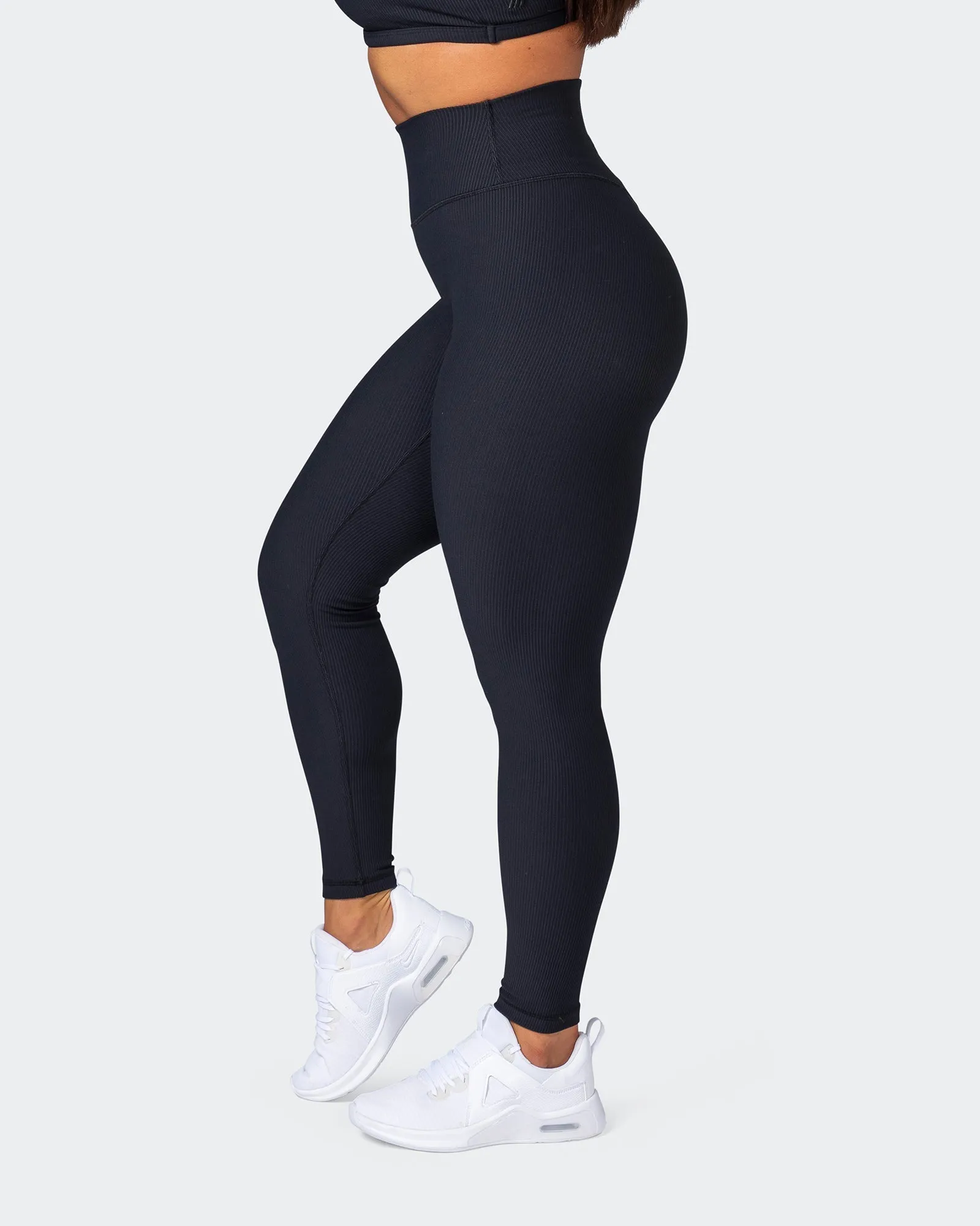 Zero Rise Rib Ankle Length Leggings - Black