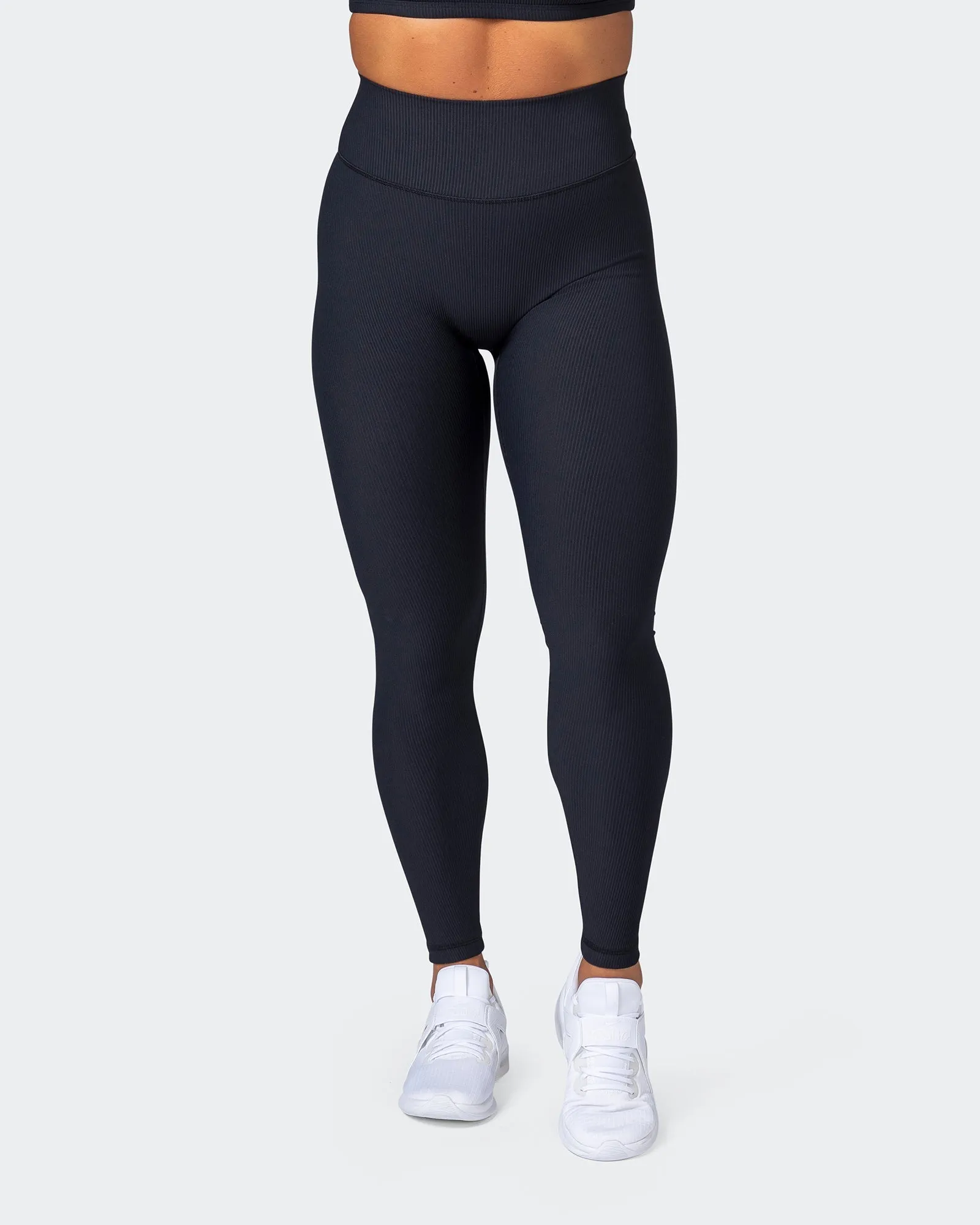 Zero Rise Rib Ankle Length Leggings - Black