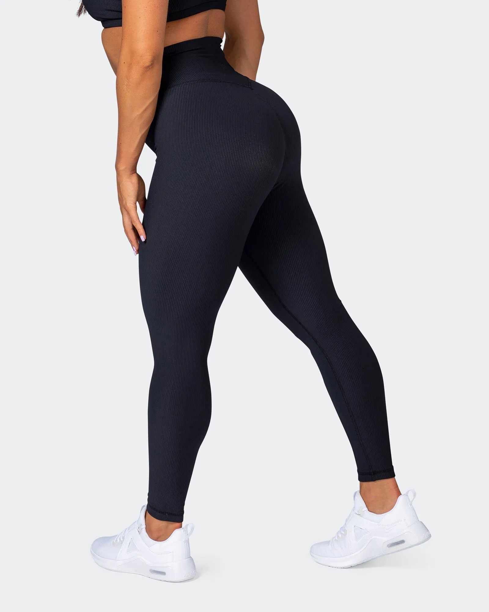 Zero Rise Rib Ankle Length Leggings - Black