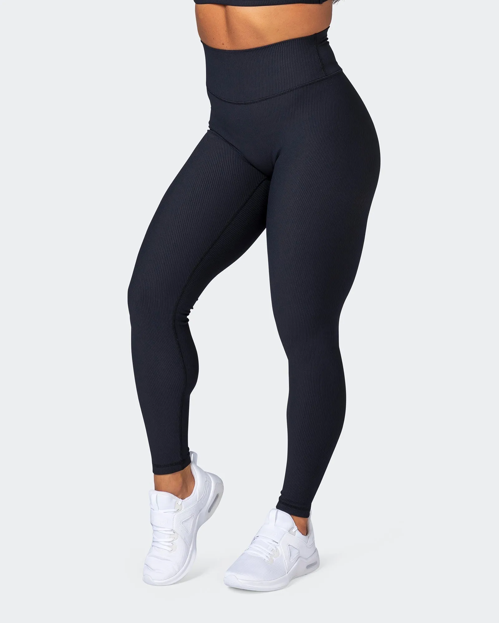 Zero Rise Rib Ankle Length Leggings - Black