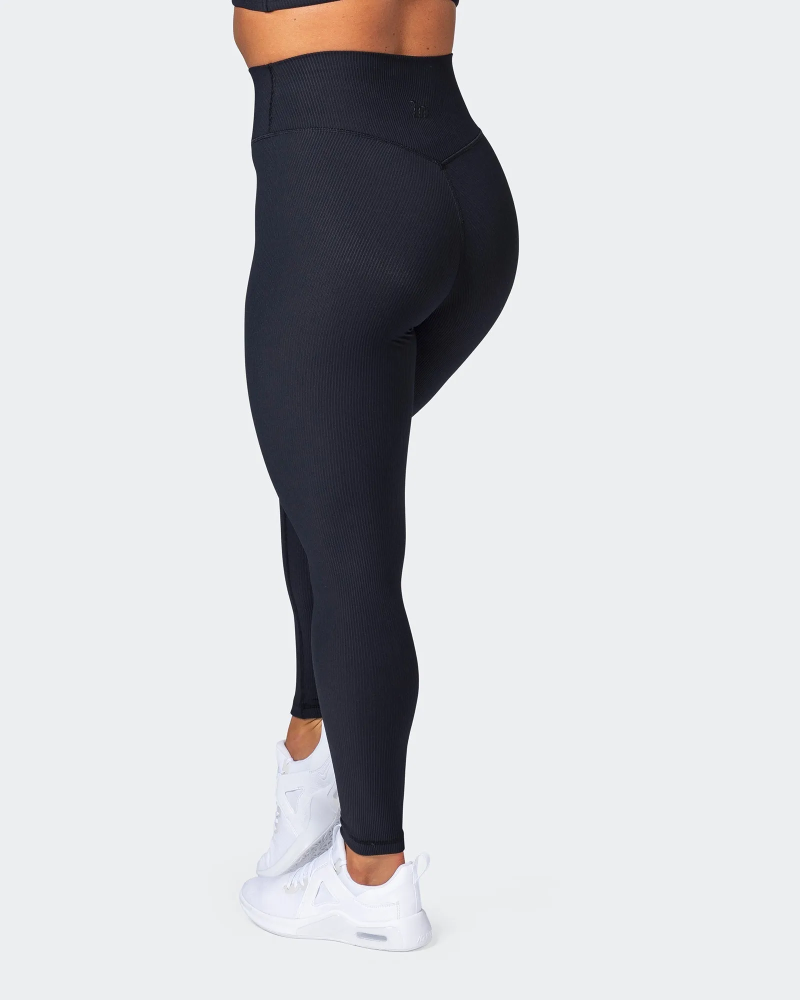 Zero Rise Rib Ankle Length Leggings - Black