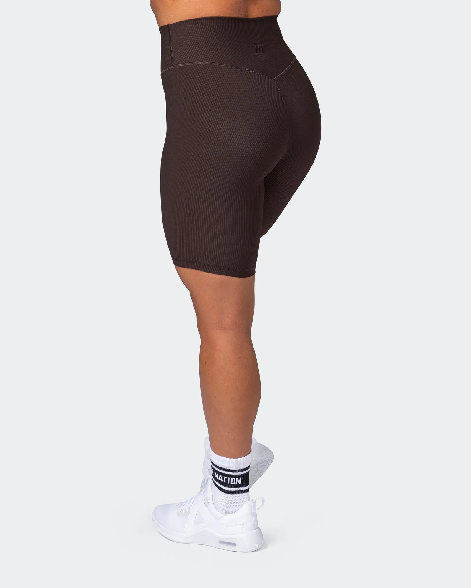 Zero Rise Rib Referee Length Shorts - Cocoa