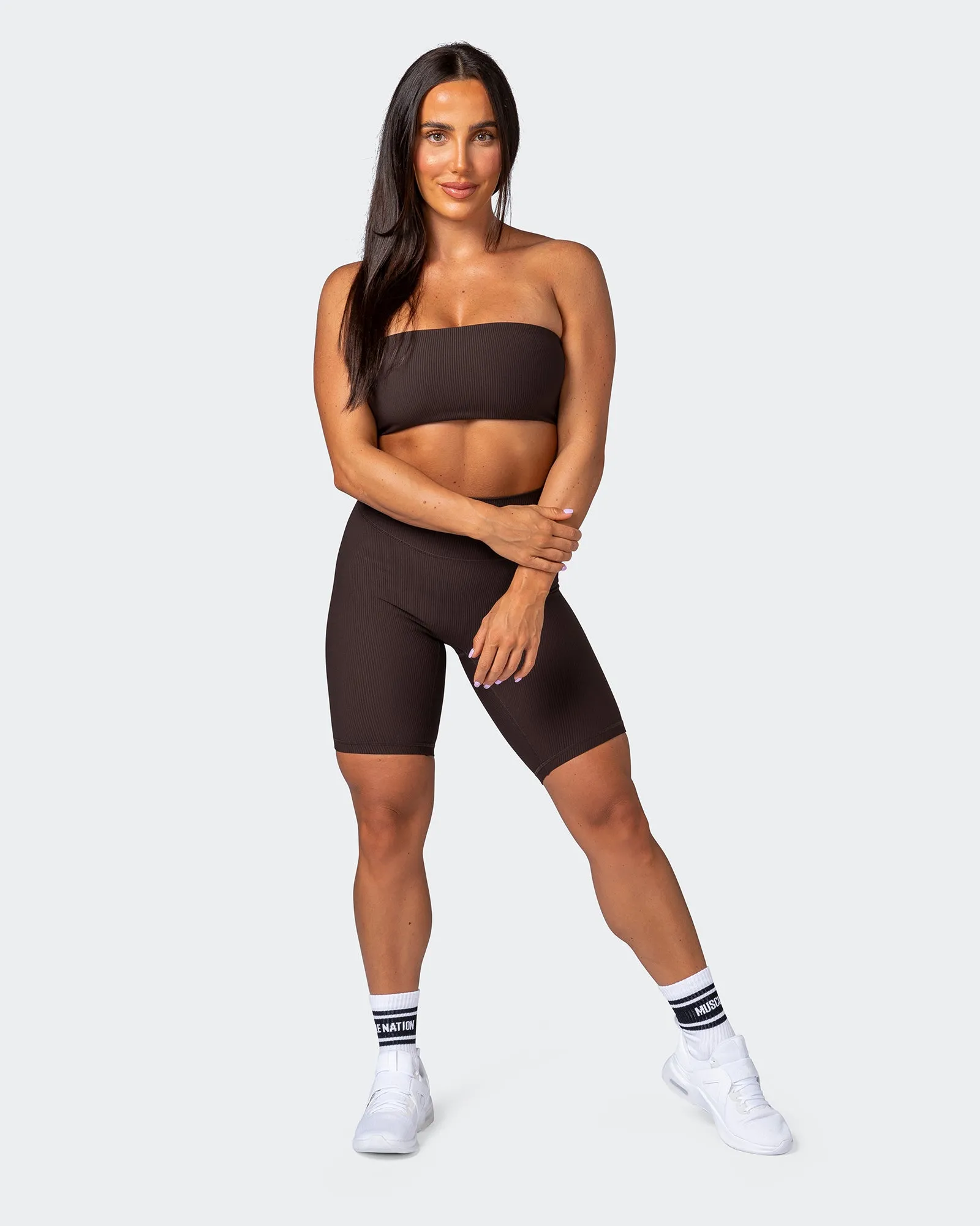 Zero Rise Rib Referee Length Shorts - Cocoa